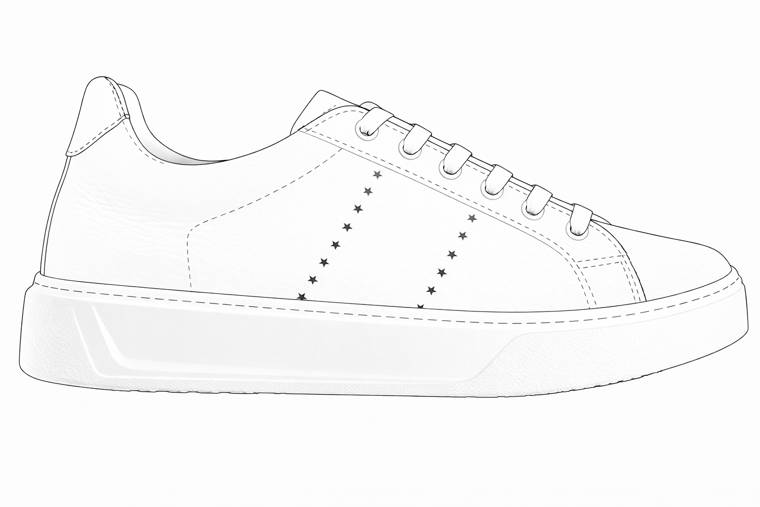 National Standard premium sneaker outline, minimalist design, quality Portuguese craftsmanship