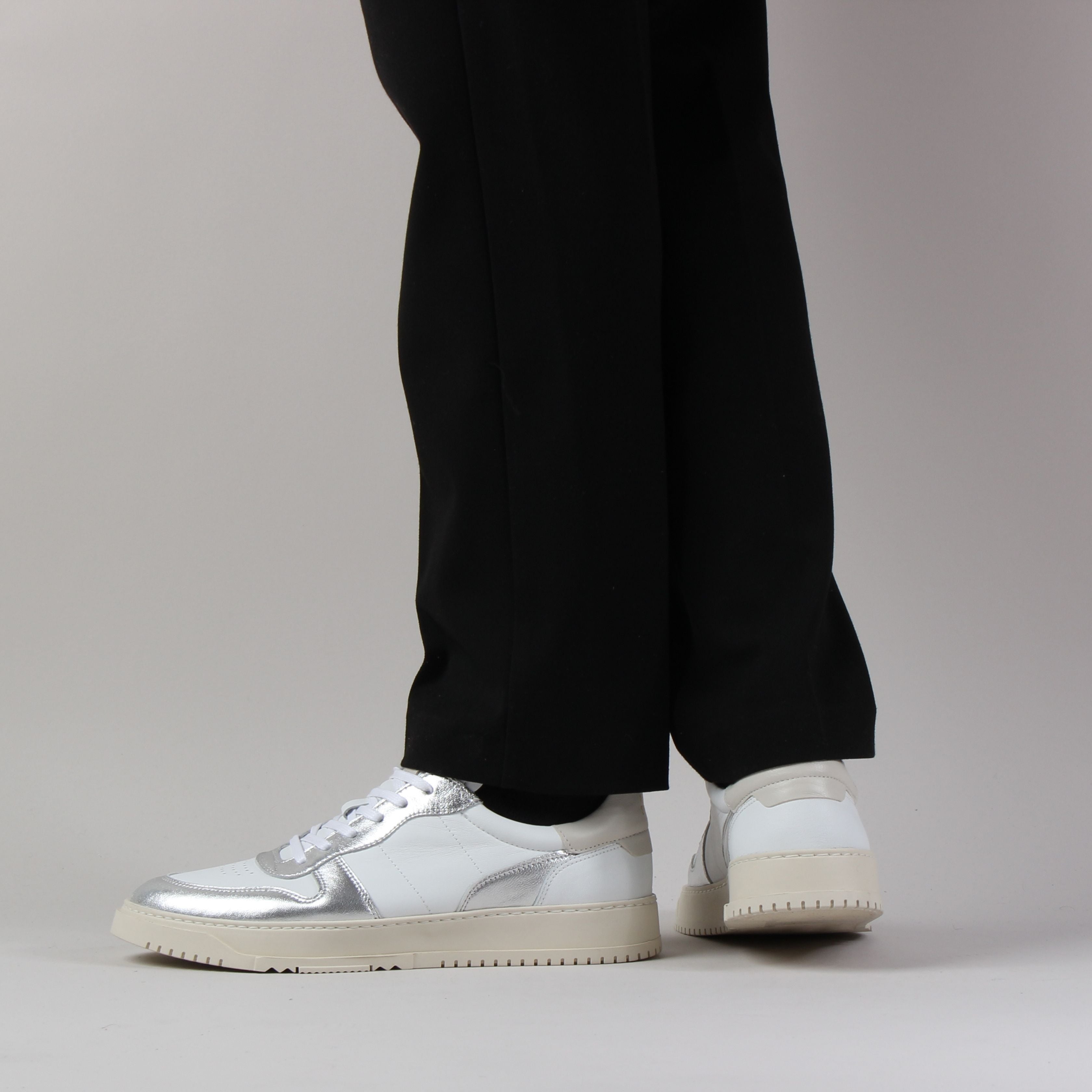 White and silver nappa leather sneakers Edition Silver White