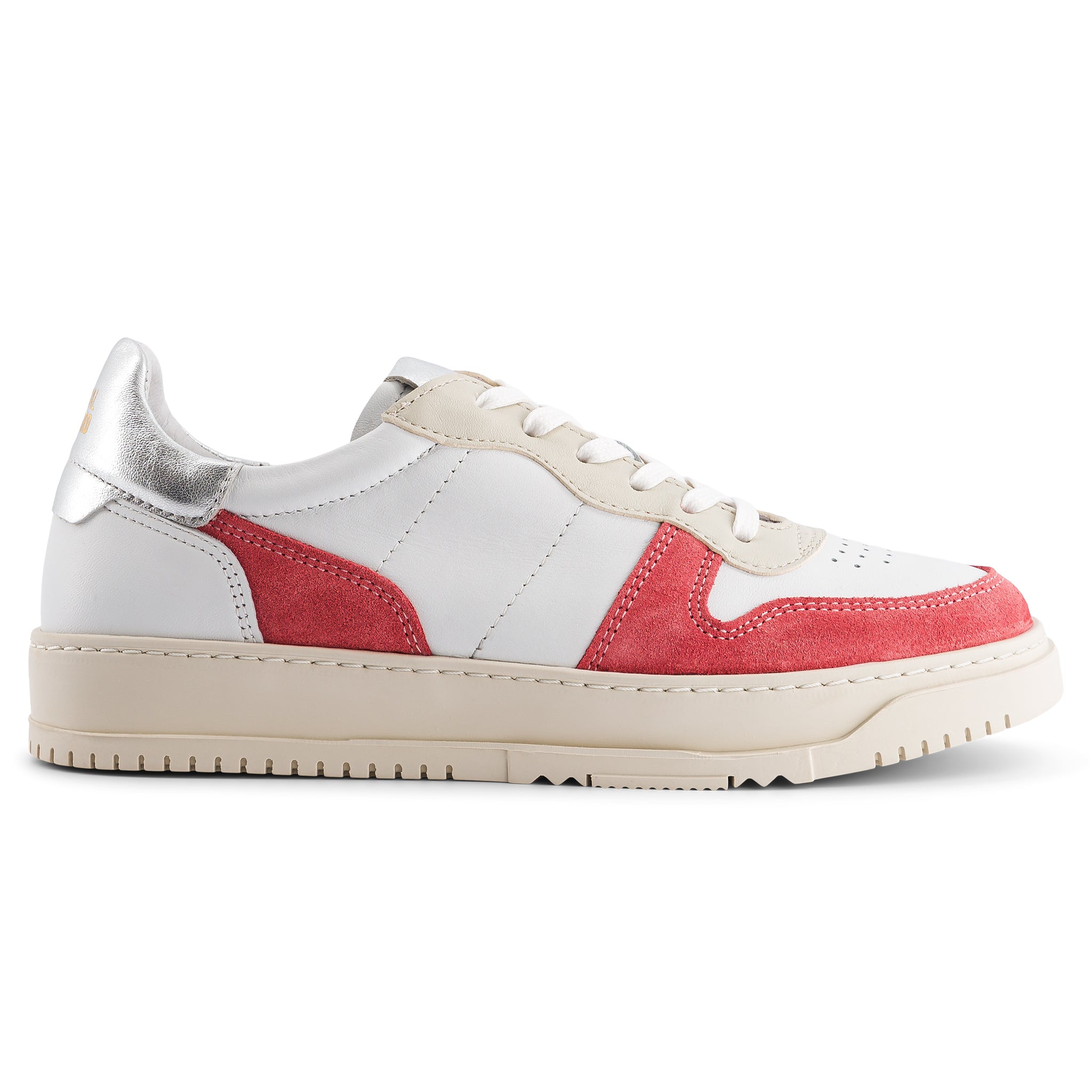 national standard Sneakers en cuir nappa blanc argent et suède rose
